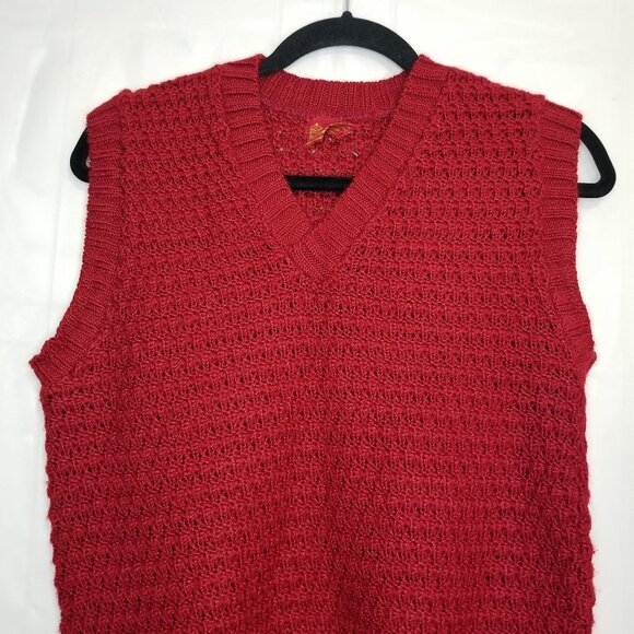 Vintage Sears Kings Road The Men's Store knit vest red size M medium v-neck - Picture 3 of 7